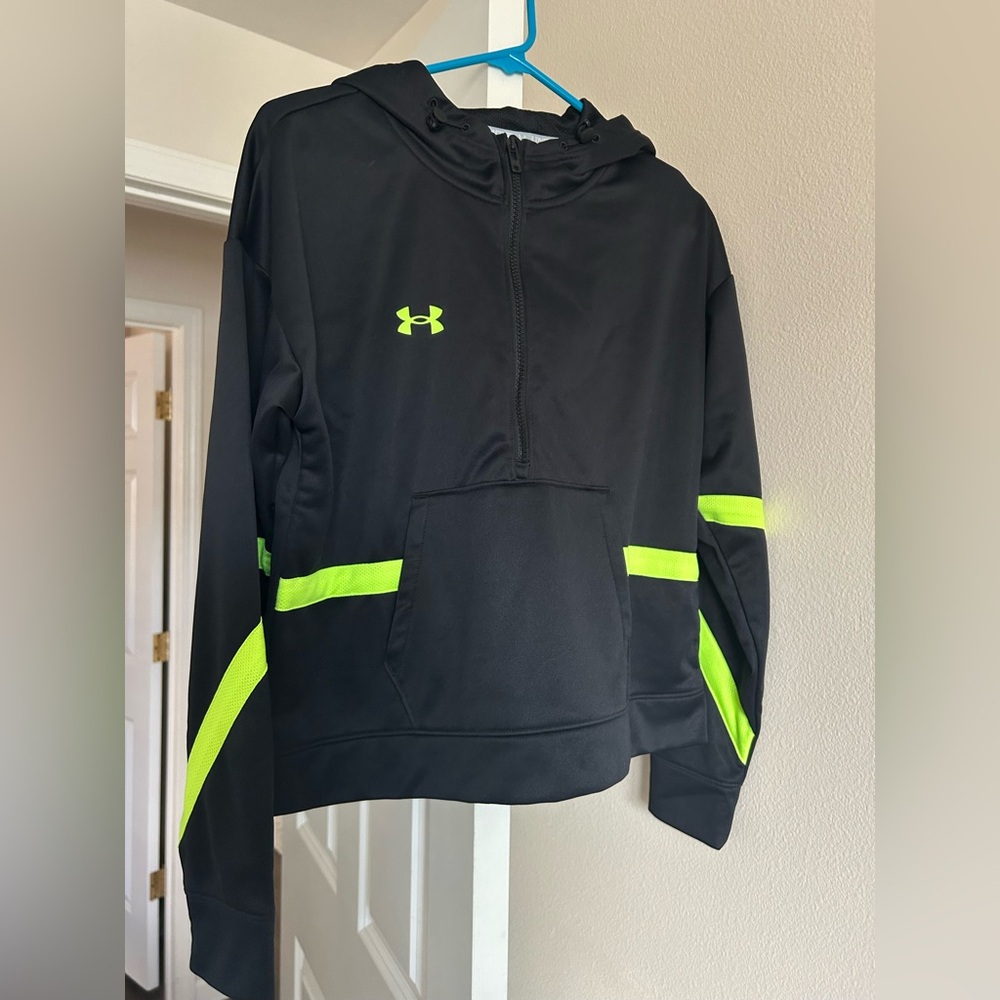 Under Armour women’s Black Hoodie with Neon Green Accents